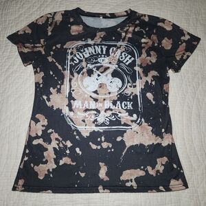 Johnny Cash Man In Black Womens Size M Graphic T Shirt Marble Effect Pattern